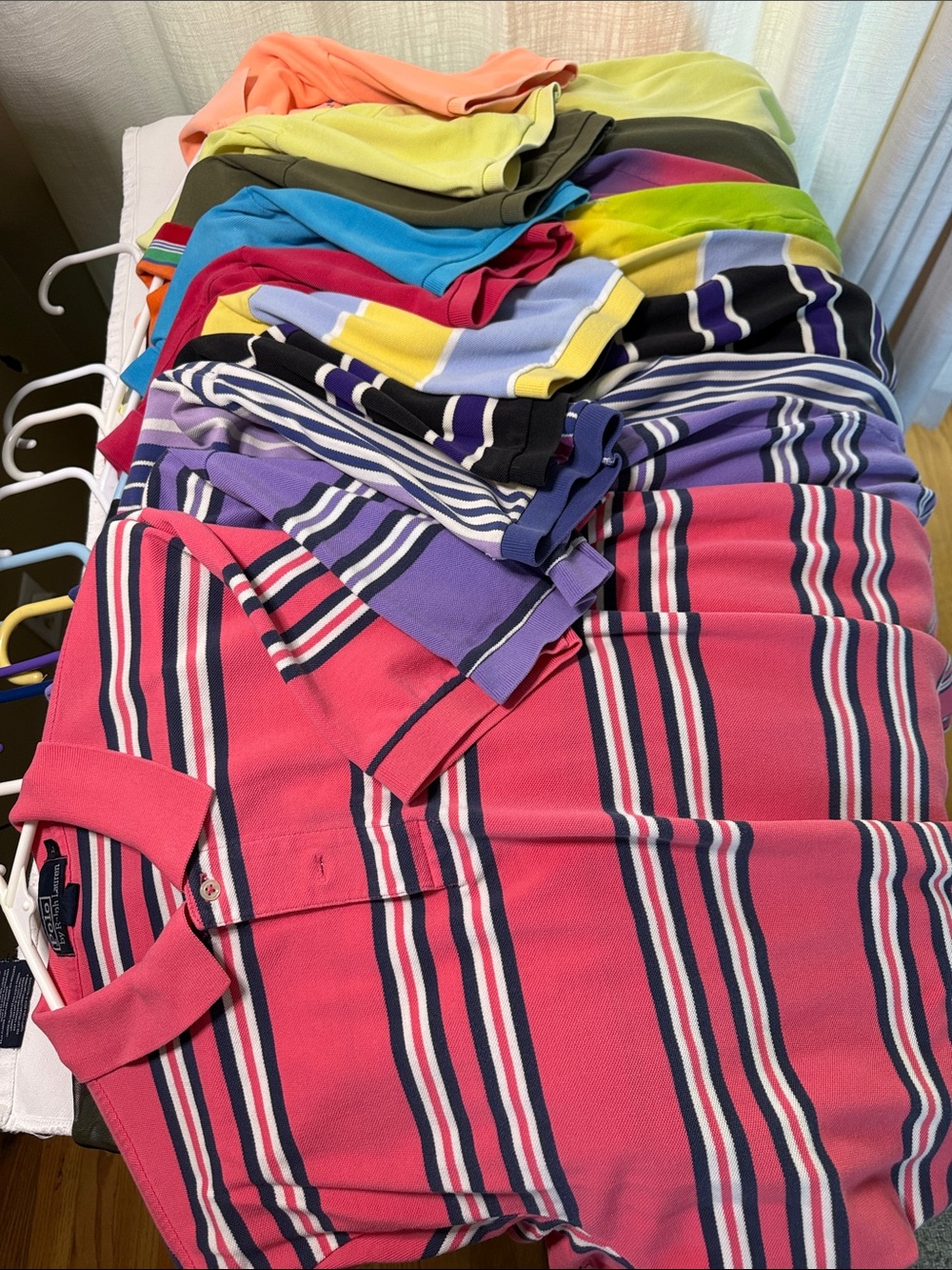 10 Ralph Lauren Polo shirts. 7 striped 3 solid sell as bundle
